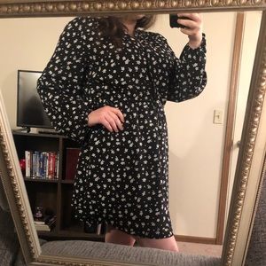 black + white floral print dress